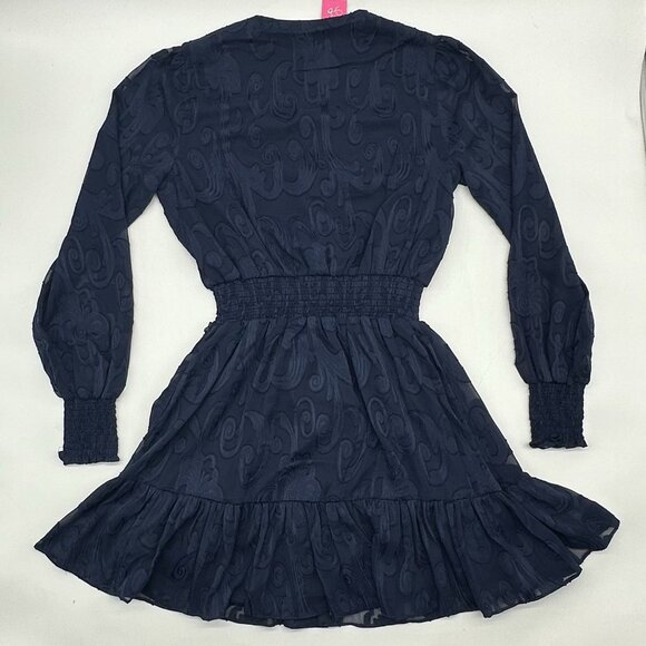 Lilly Pulitzer Cristiana Size 6 True Navy Poly Crepe Swirl Clip Lace Dress NWT - Picture 9 of 12